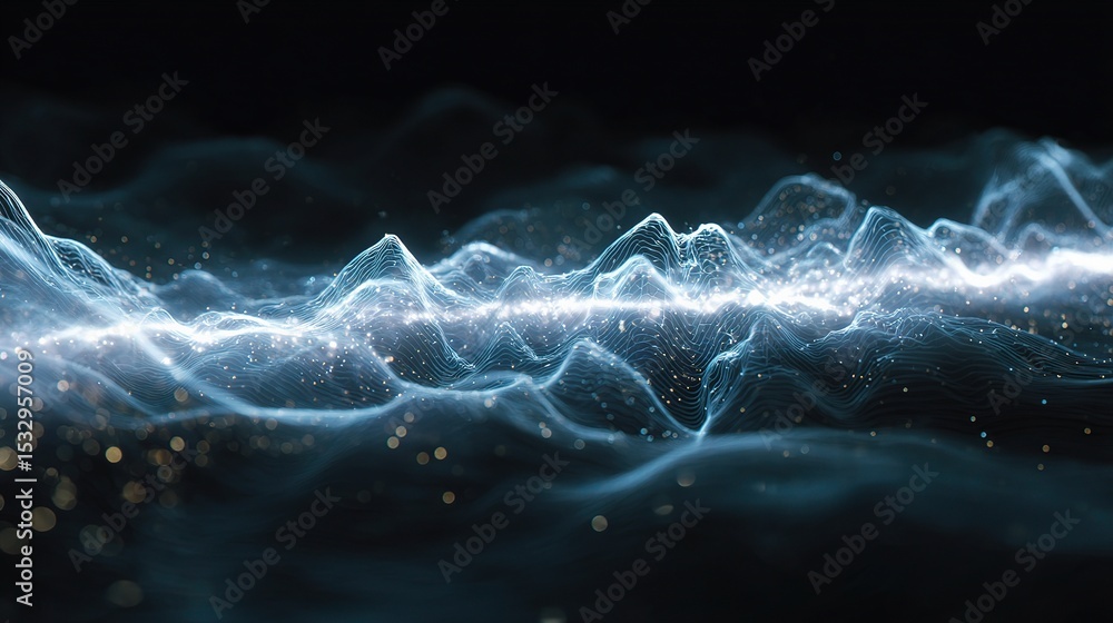 Poster quantum wave field visualization in abstract motion and form