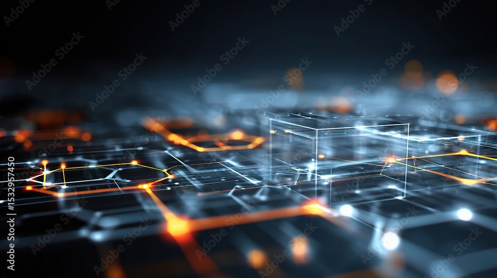 Aufkleber abstract technical background with circuit grid motif and glow effects