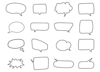 Obraz premium Hand drawn speech bubble vector set dialogue communication on transparent background