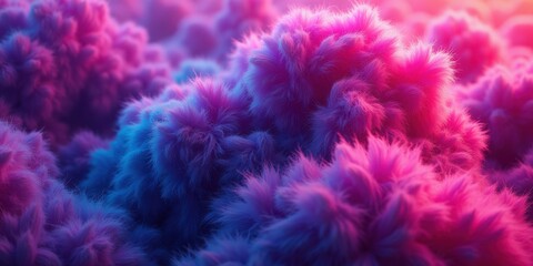 Vibrant and dynamic texture featuring fluffy clusters in vivid pink, purple, and blue hues, perfect for abstract backgrounds or artistic designs.