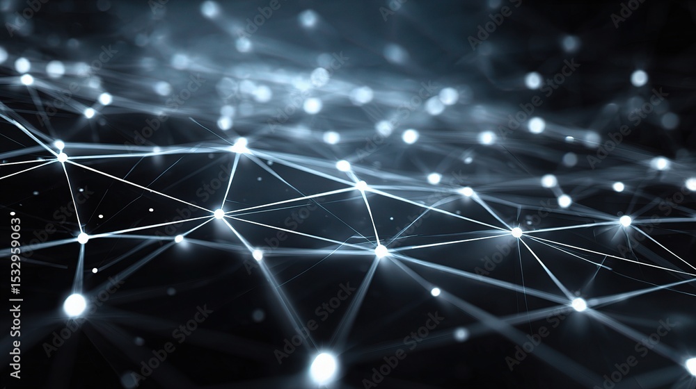 Poster digital network background with interconnected nodes and lines