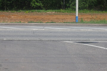 road markings on the roadway, roadside, curb, minimalism, 2