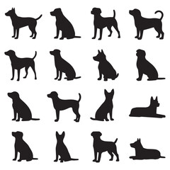 Collection of Dog Silhouettes Diverse Breeds Canine Art Pet Animal Vector Graphics Design