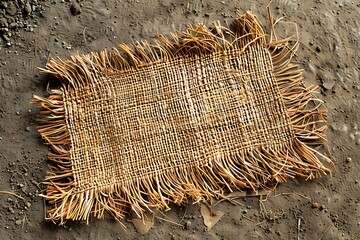 Craft straw mat with uneven edges high resolution picture