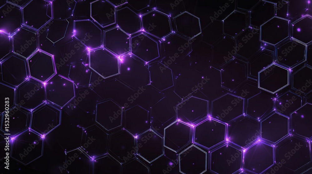 Poster abstract technology background with dark hexagonal patterns
