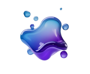 3D-rendered floating liquid blob in a smooth blue and purple gradient. Abstract organic shape with soft lighting, ideal for modern design, UI elements, branding, digital art, or tech backgrounds.

