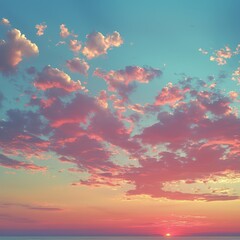 Sunset Over the Ocean with Vivid Pink and Purple Clouds — Dreamy Sky Background for Travel and Wellness Use
