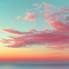 Morning Light: Soft Pink and Orange Clouds Dissipate Above a Quiet Horizon Under a Serene Sky