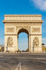 Triumphal arch (Arc de Triomphe) on Charles de Gaulle square in Paris, France