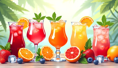Fresh Colorful Summer Drinks