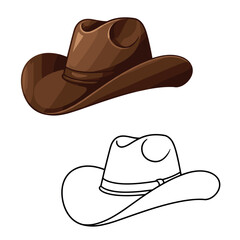 A stylized brown cowboy hat with shading and depth