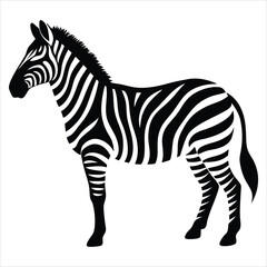 Obraz premium Stylized Zebra Silhouette Vector – Standing Wild Animal, Safari Jungle Clipart, Black and White Illustration, African Wildlife Concept, Adventure Nature Artwork, Wildlife Theme Design