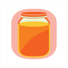 Orange Drink in Transparent Mason Jar Vector