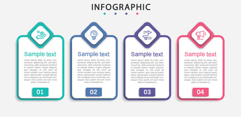 Infographic design template with 4 options, steps or processes. Can be used for workflow layout, diagram, annual report, web design	