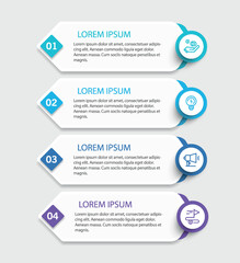 Infographic design template with 4 options, steps or processes. Can be used for workflow layout, diagram, annual report, web design	