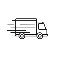 Delivery truck in motion for transport and logistics purposes vector illustration