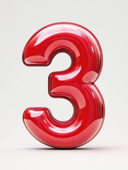 Fototapeta premium 3d red number 3 isolated