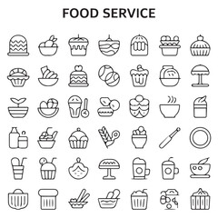 Extensive Food Service Line Icons Set Perfect for Restaurant Menus Web Design or App Development
