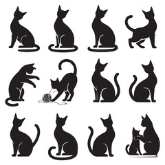 Elegant Black Cat Silhouettes Collection Perfect for Designs Prints and Web Projects