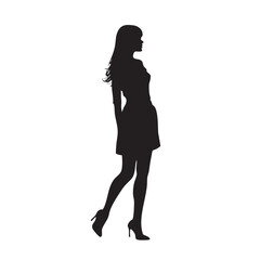 Elegant silhouette of a woman in a fashionable dress for design use vector illustration