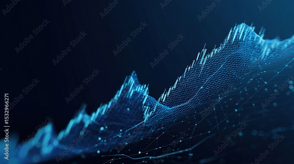 Poster abstract financial chart displaying uptrend line on dark background