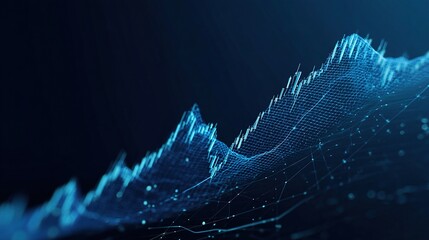 Abstract Financial Chart Displaying Uptrend Line on Dark Background