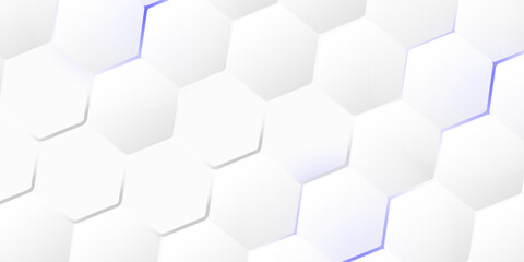 Abstract. Hexagon white background , blue light and shadow. Vector.