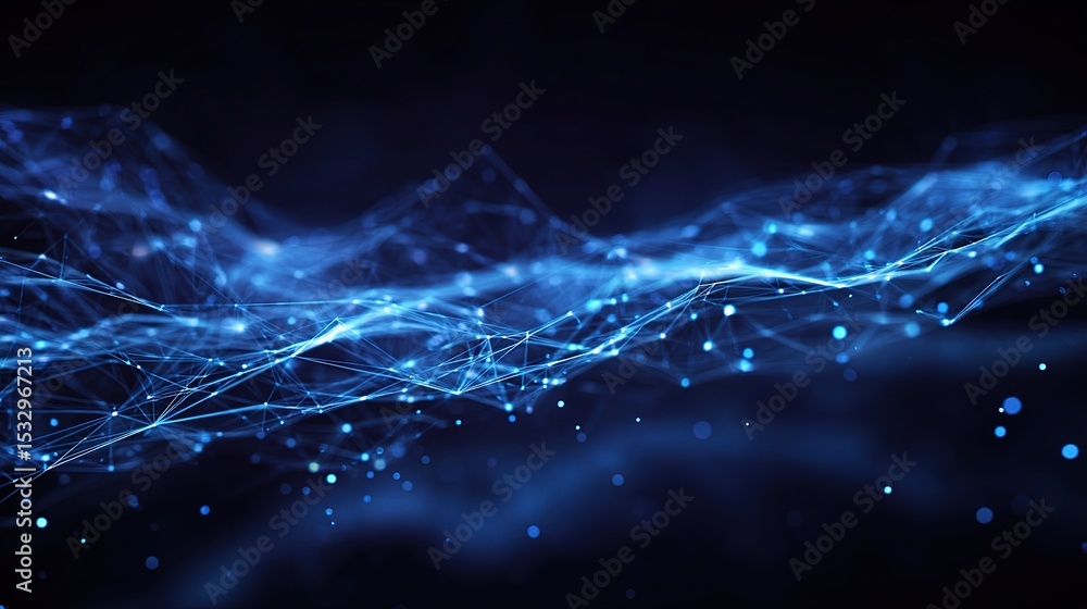 Poster abstract technology network background in dynamic blue colors