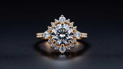 Stunning Diamond Halo Ring in Gold Setting