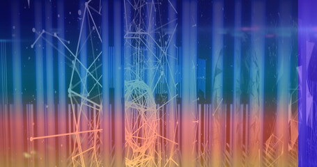 Displaying wireframe structures with vertical light bars in visualization, with points and streaks