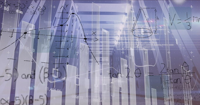 Displaying data view in digital space, with translucent 3D bars, plotted curve and cone diagram