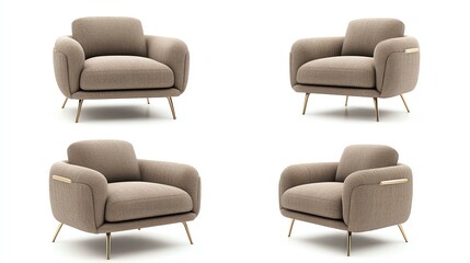 Modern and stylish armchairs displayed from multiple angles
