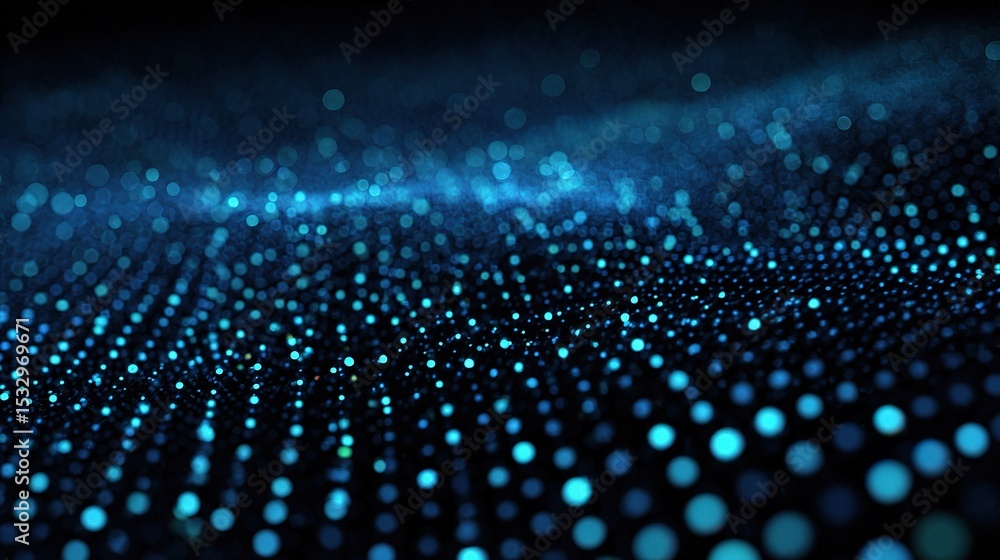 Aufkleber holographic blue data pulse field with nodes and dynamic patterns