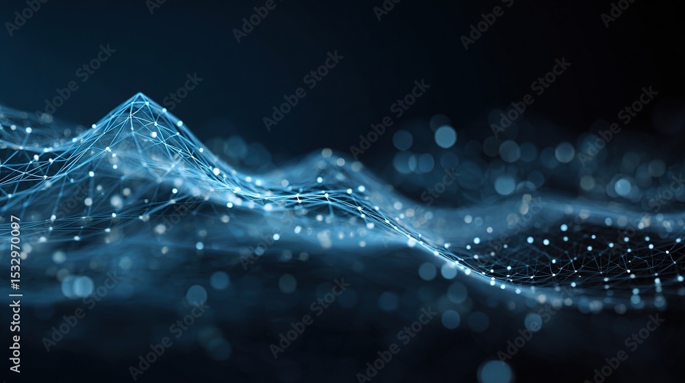 Poster abstract blue background with dynamic waves for business use