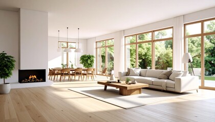 Modern Minimalist Living Room Interior Design with Natural Light.