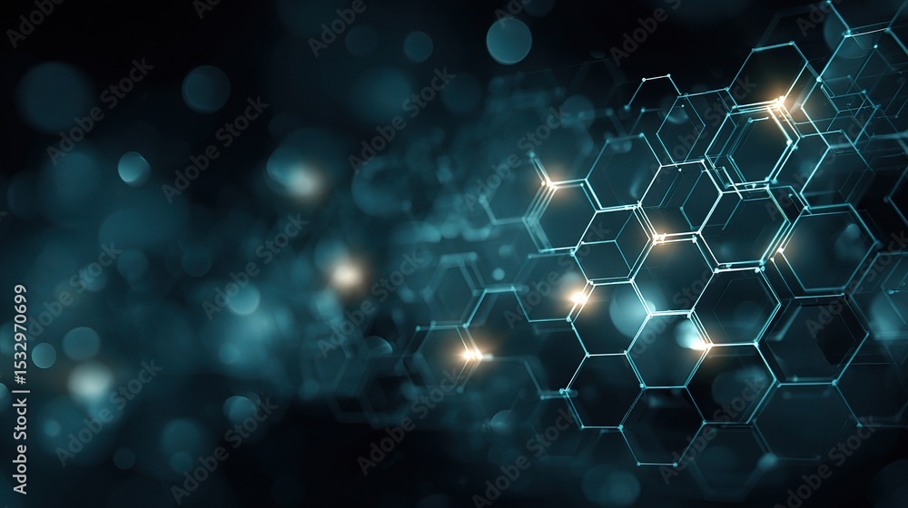 Poster abstract technology background with hexagonal network design