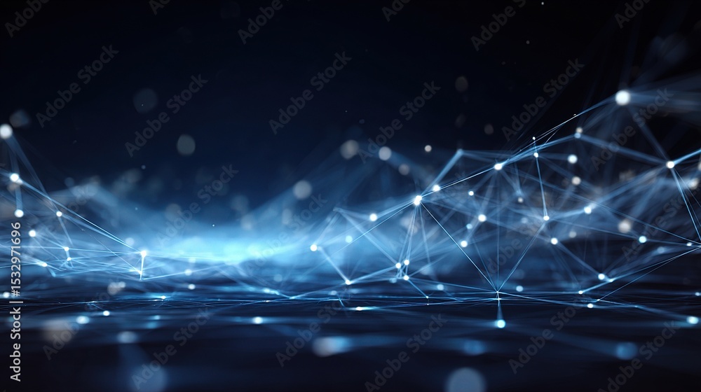 Poster abstract technology background with floating network elements