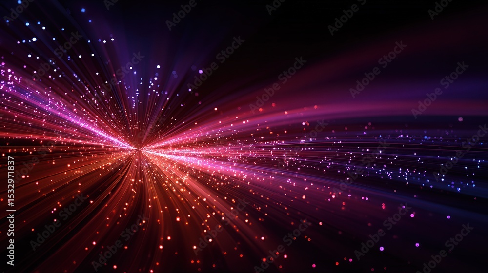 Poster abstract data wave bursting from center with vibrant light effects