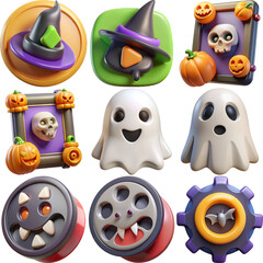 Nine adorable 3d halloween icons