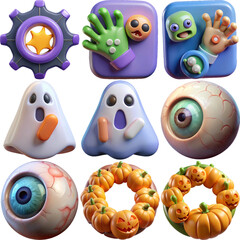 Adorable 3d halloween icons and emojis