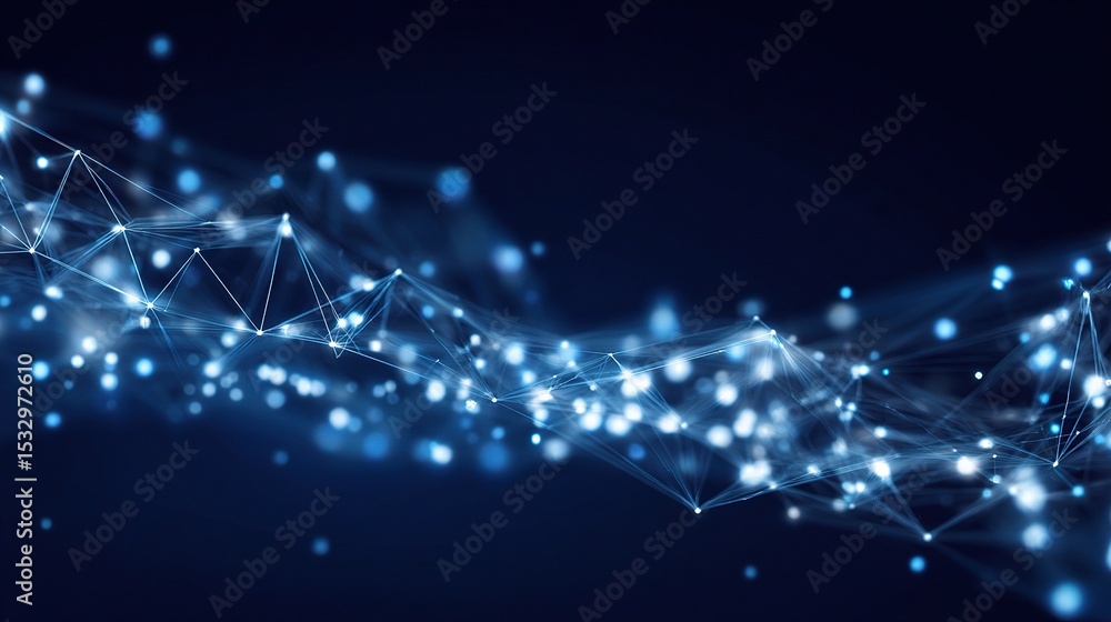 Poster abstract technology network background with thin lines and dots