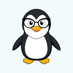 Penguin flat vector illustration on white background.