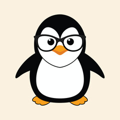 Penguin flat vector illustration on white background.