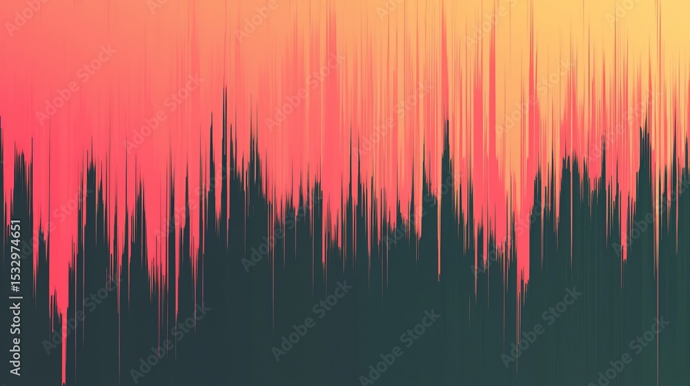 Aufkleber abstract visualization of digital data with chromatic glitches in a coral glow