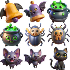 Adorable halloween 3d rendered characters
