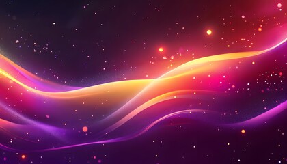 Abstract design with flowing, vibrant colors and sparkling particles.