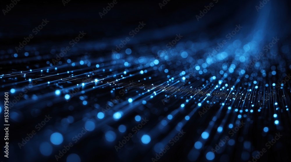 Poster abstract high-tech blue interface with data streams and light effects