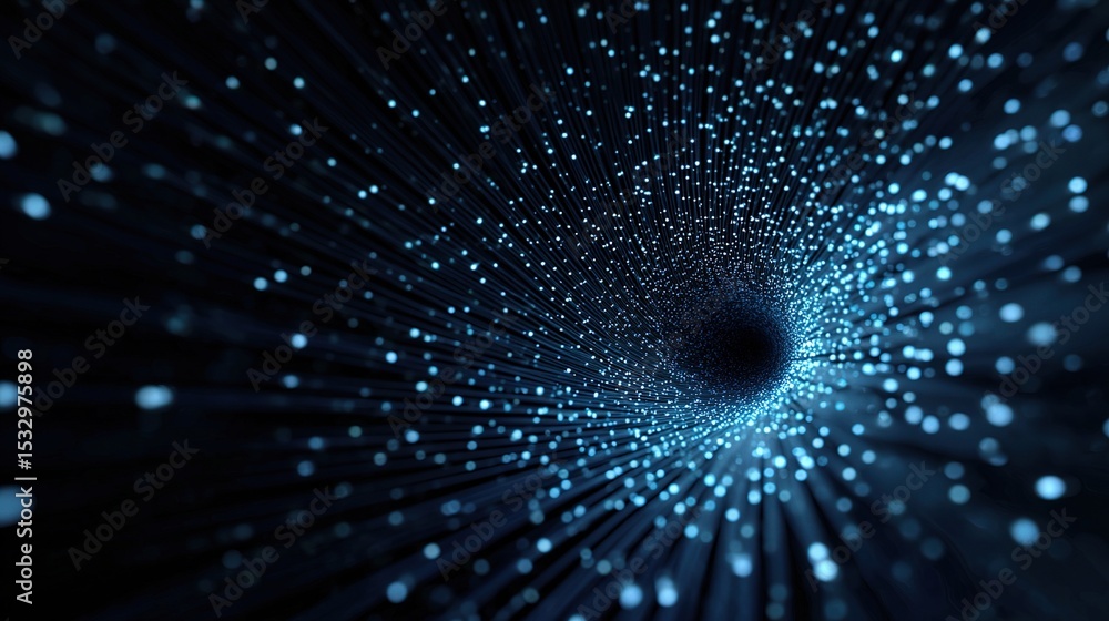Aufkleber abstract 3d blue tunnel of data points in deep space perspective