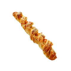 Twisted Cheese Breadstick, Delicious Baked Pastry Isolated on Black