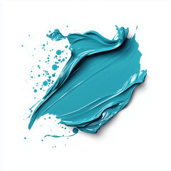 Cyan, Aquamarine, and Blue Paint Stain and Smear Isolated on White Background in Clean Modern Design